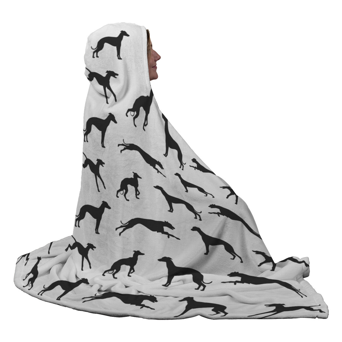 Hooded Greyhound Silhouette Blanket