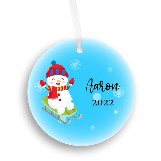 Personalized Blue Snowman Ornament