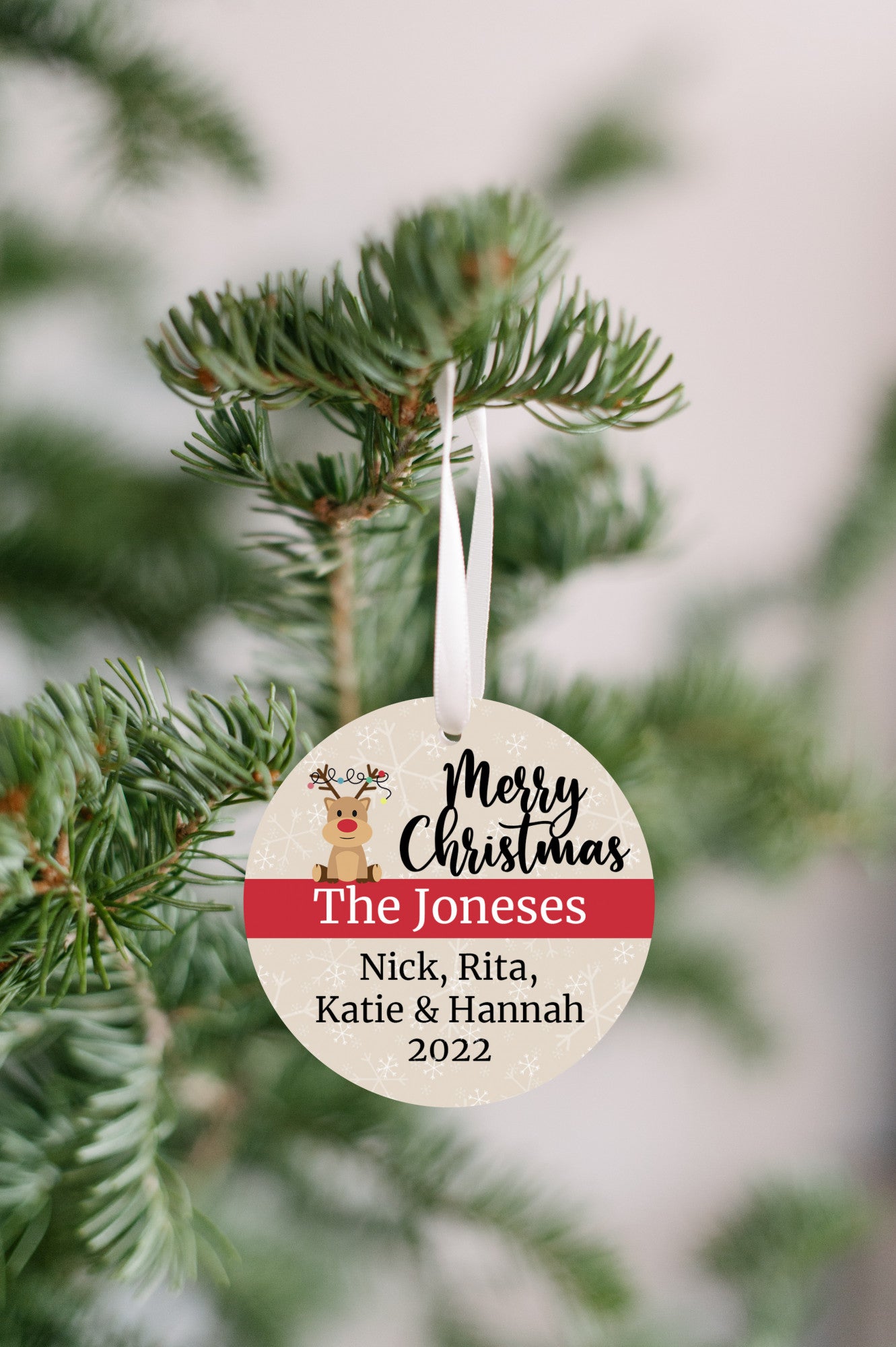Personalized Reindeer Family Ornament