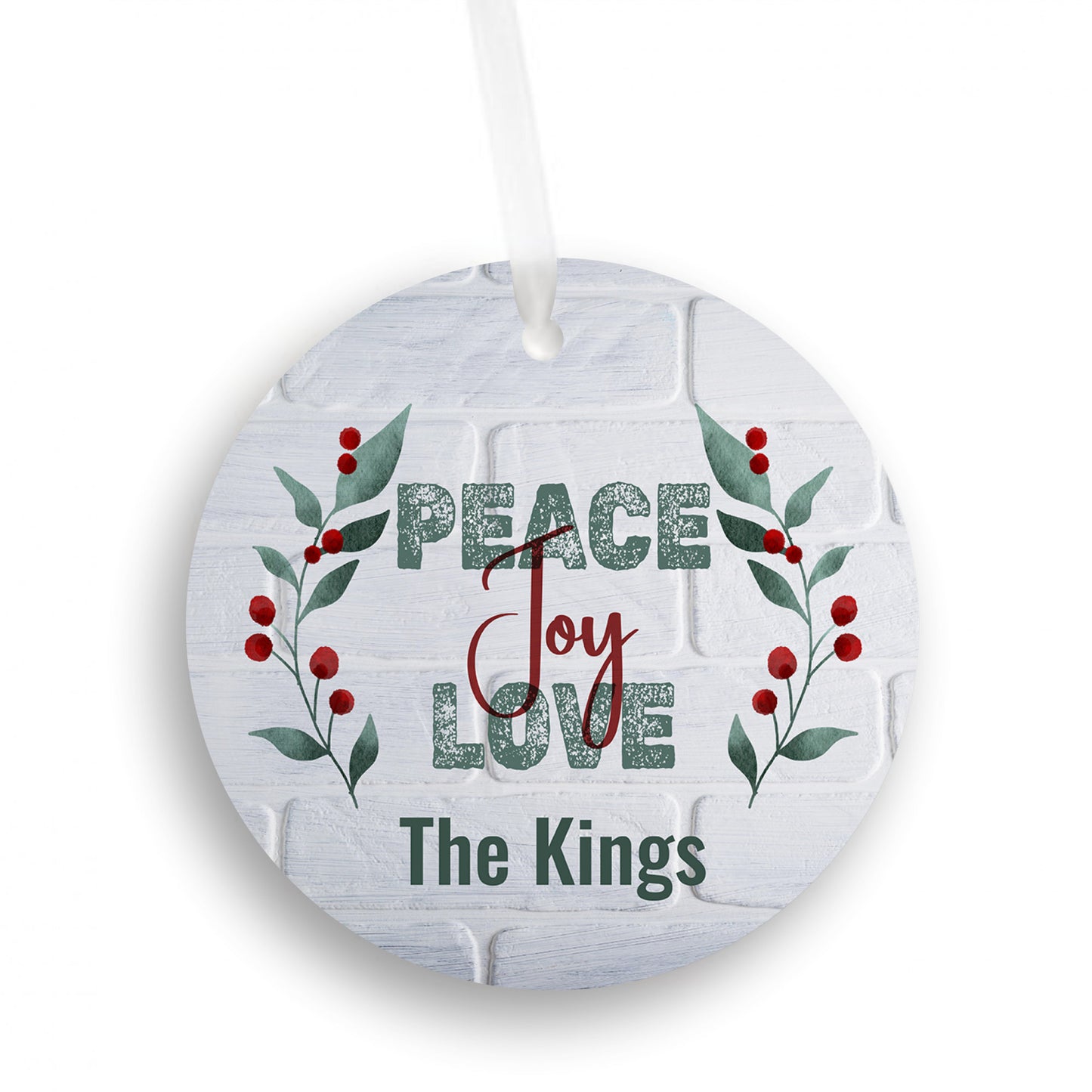 Personalized Peace Joy Love Ornament
