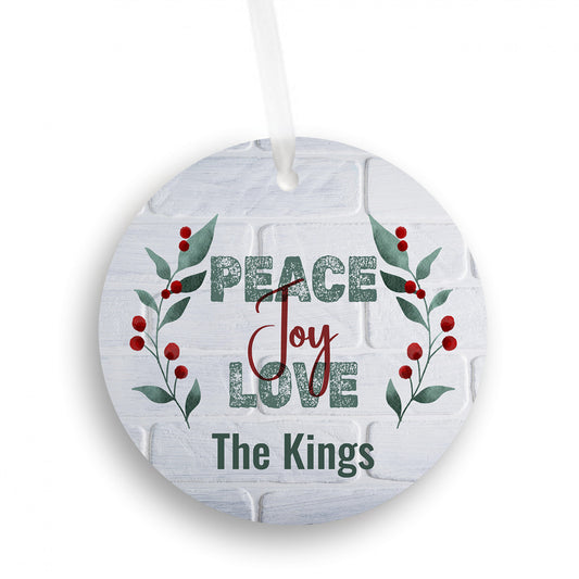 Personalized Peace Joy Love Ornament