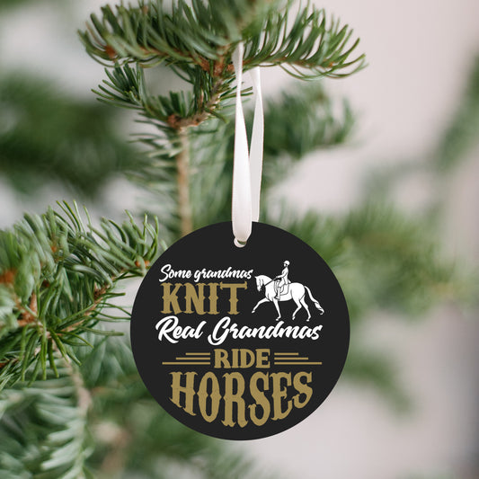 Real Grandmas Ride Horses Christmas Ornament