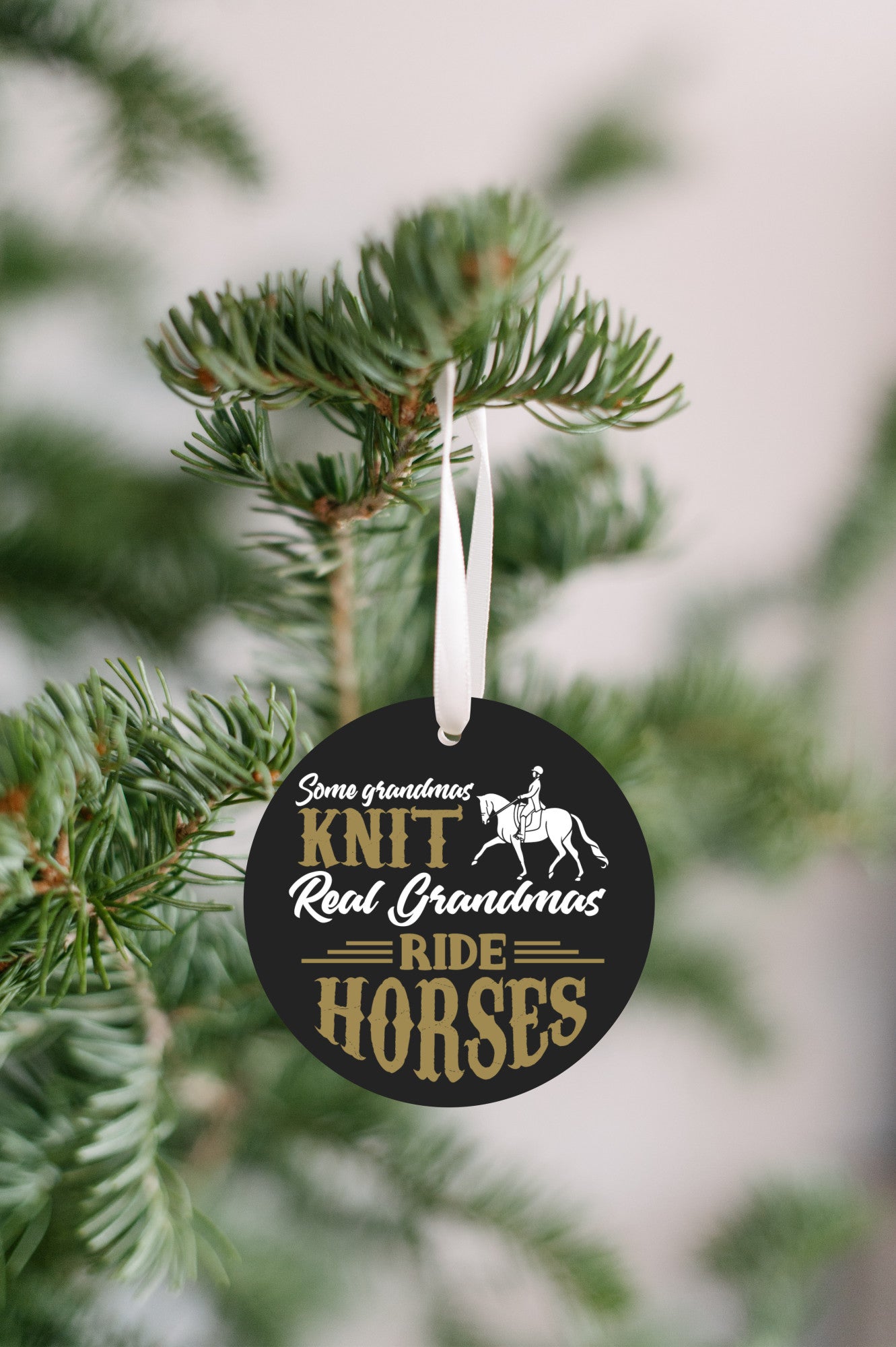 Real Grandmas Ride Horses Christmas Ornament