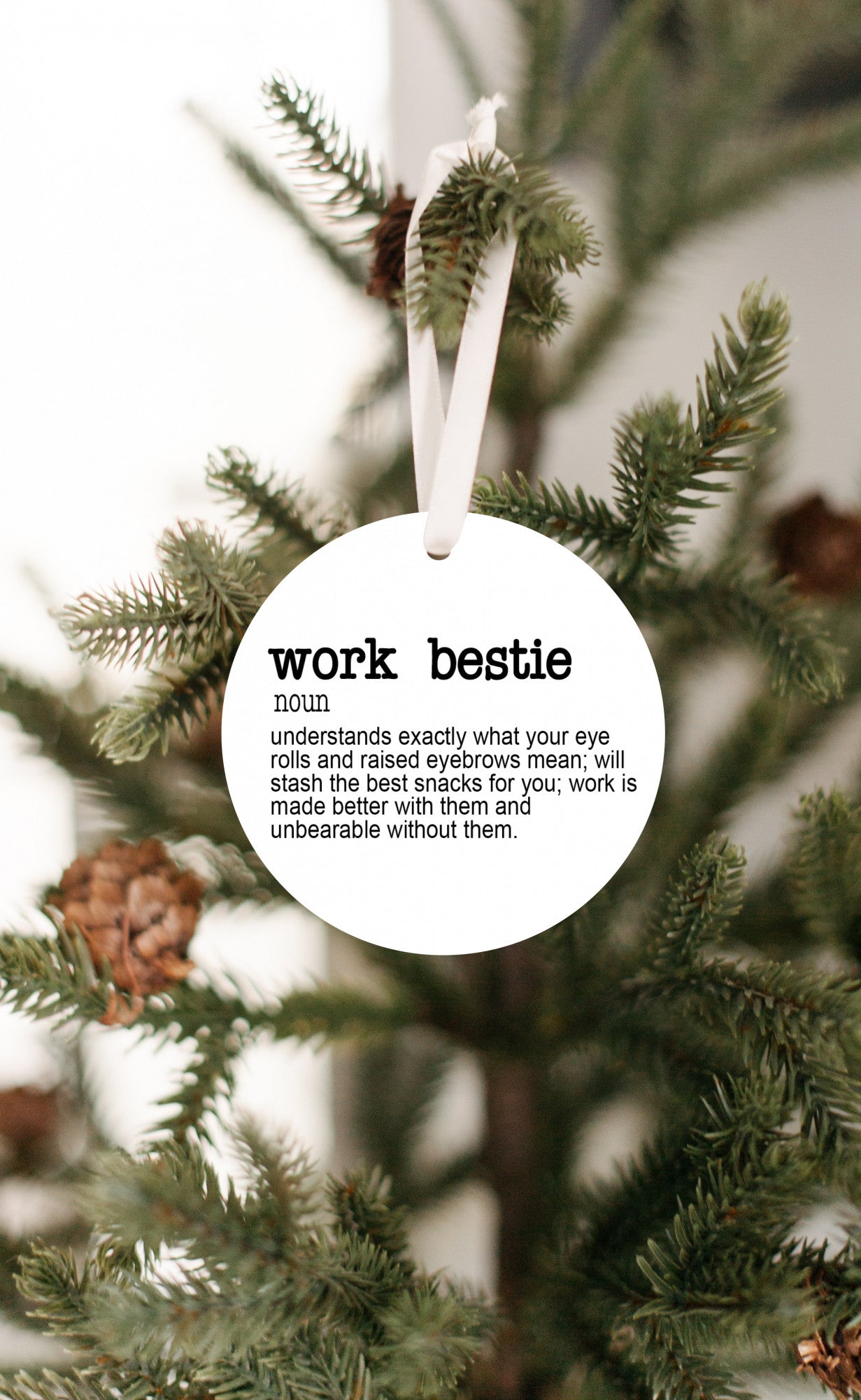 Work Bestie | Coworker Christmas Ornament |  Holiday Gift | Christmas Ornament for Coworkers | Stocking Stuffer | Secret Santa | Work BFF