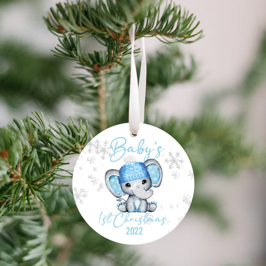 Baby's 1st Christmas 2022 Blue Elephant Ornament