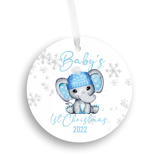 Baby's 1st Christmas 2022 Blue Elephant Ornament