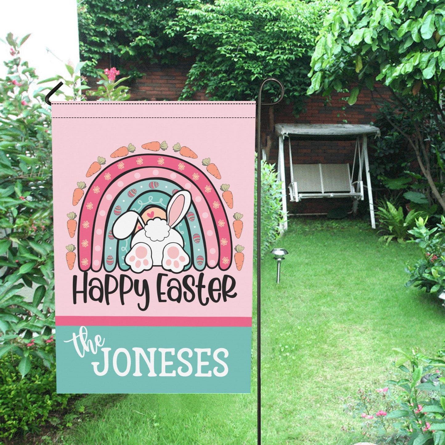 Personalized Bunny Butt Garden Flag