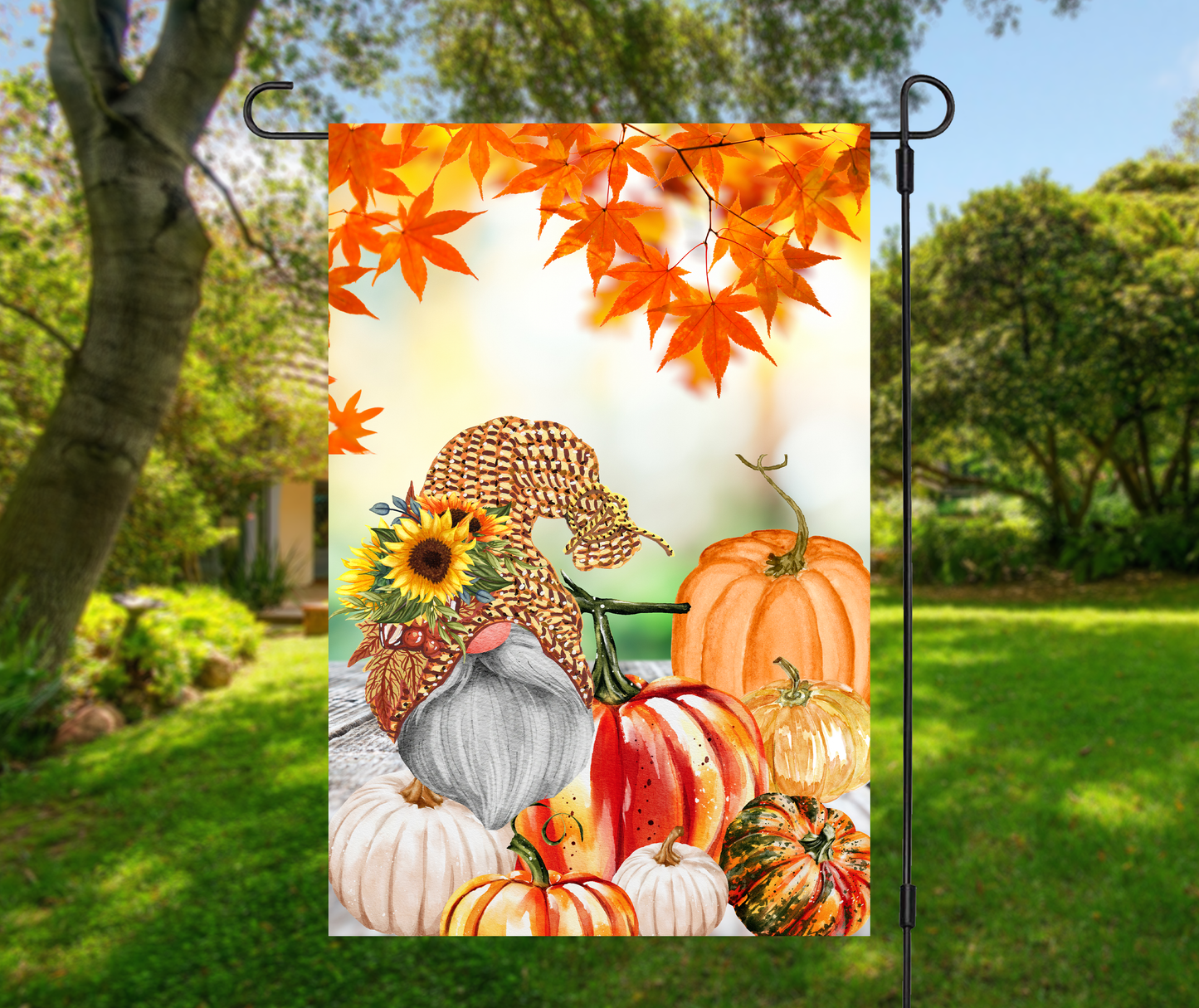 Autumn Gnome Garden Flag