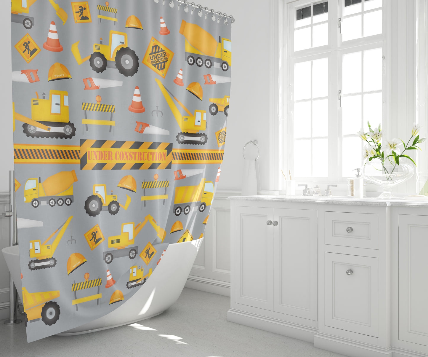 Construction Themed Shower Curtain