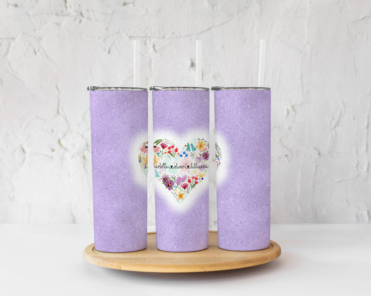 Custom Floral Tumbler With Children's Names