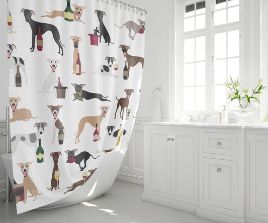 Greyhound with Wine Shower Curtain