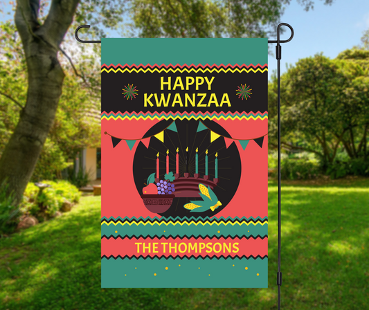 Happy Kwanzaa Personalized Garden Flag
