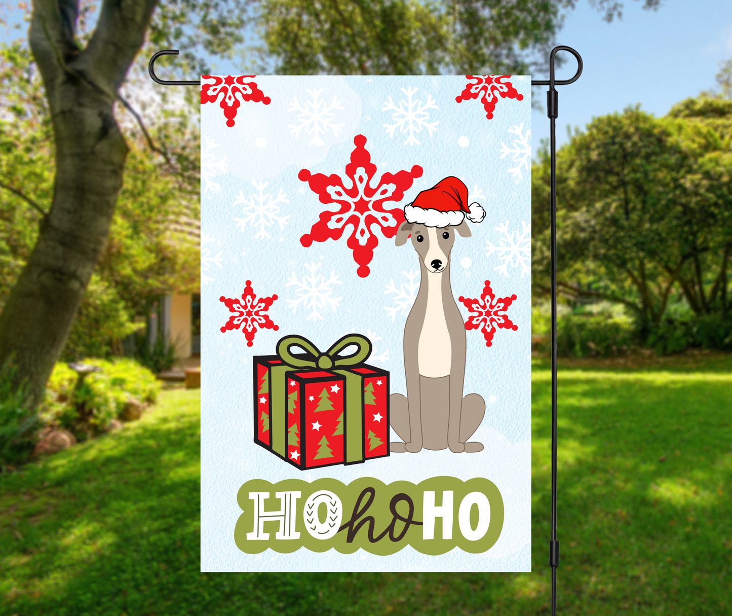 Ho Ho Ho Greyhound Garden Flag