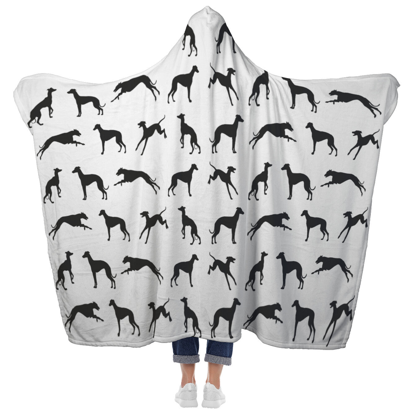 Hooded Greyhound Silhouette Blanket