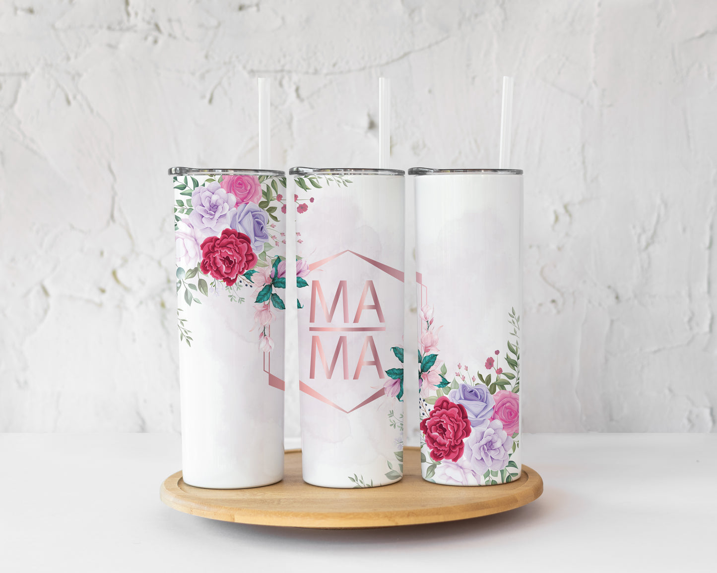 Mama Tumbler With Flowers