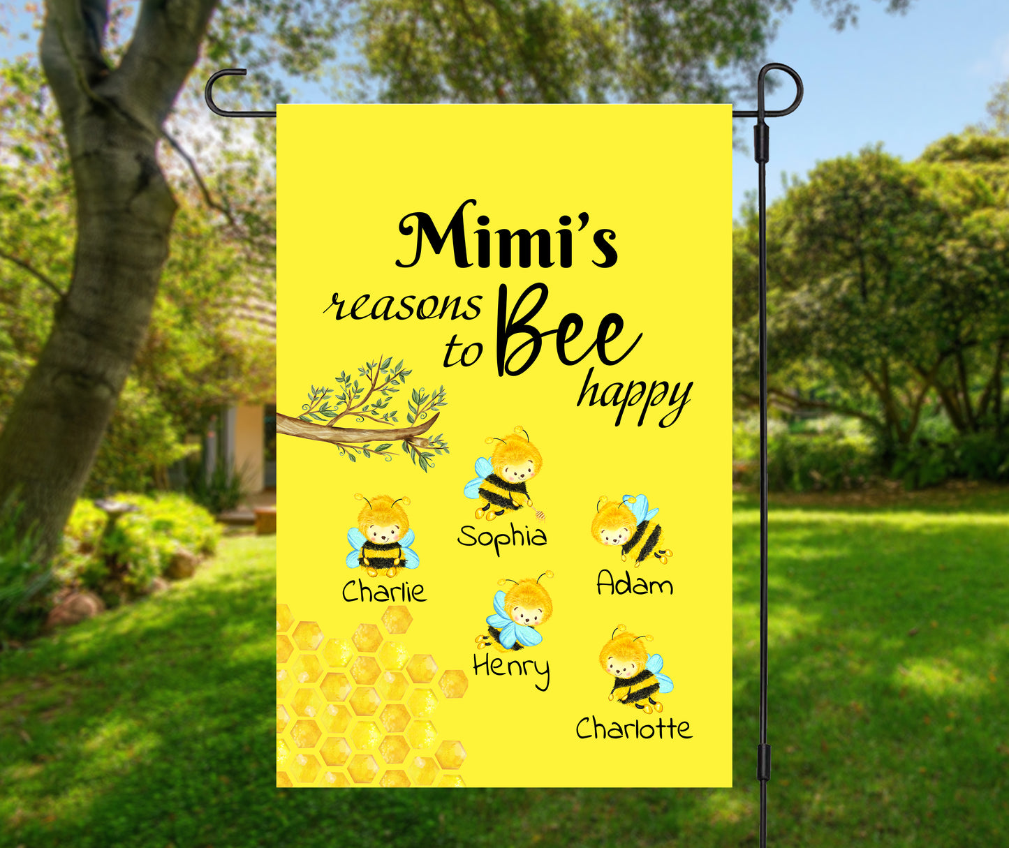 Mimi's Reasons To Bee Happy Garden Flag