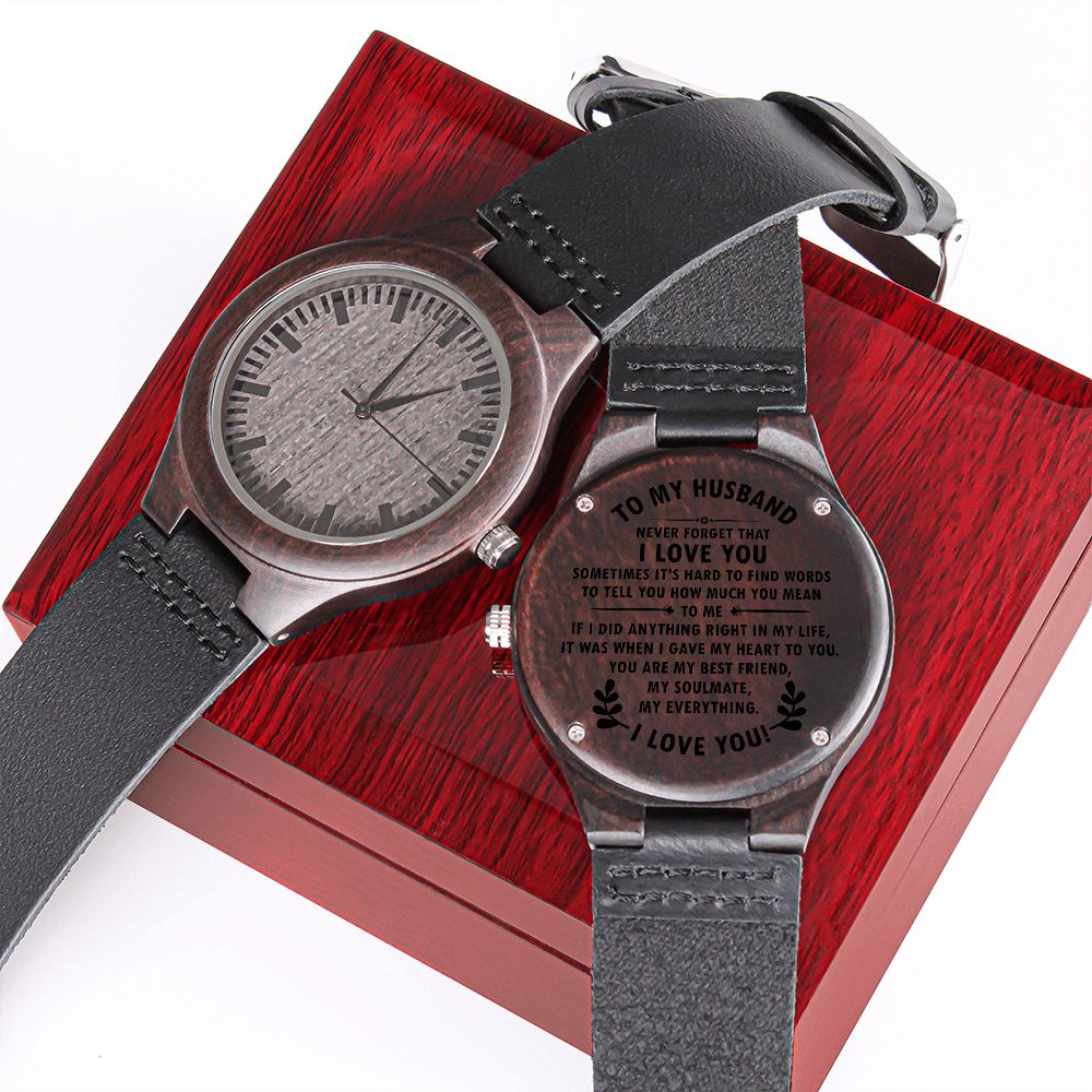 To My Husband Wooden Watch