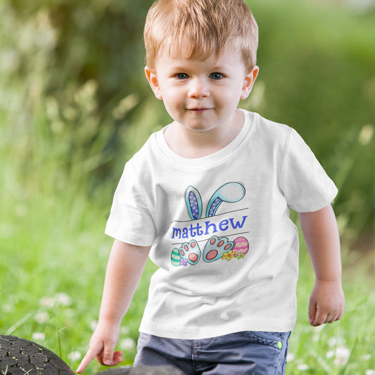 Personalized Blue Bunny Ears Easter Tshirt
