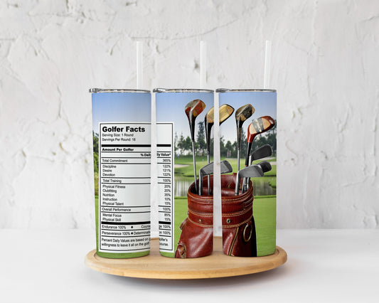 Golfer Facts | Golf Gift | Golf Cup | Golf Tumbler | Retirement Gift | Golf Tournament Prize | Dad Gift | 20oz Sublimation Tumbler