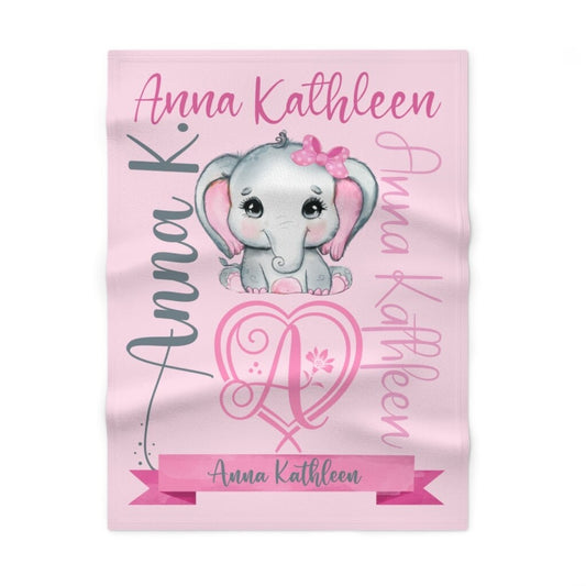 Personalized Soft Fleece Baby Blanket, Baby Girl Gift, Baby Shower Gift, Pink Baby Blanket, Baby Gift, Nursery Decor, Elephant Baby Blanket