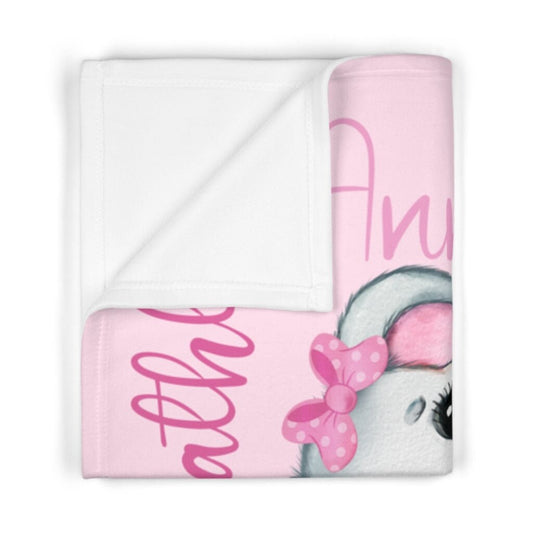 Personalized Soft Fleece Baby Blanket, Baby Girl Gift, Baby Shower Gift, Pink Baby Blanket, Baby Gift, Nursery Decor, Elephant Baby Blanket