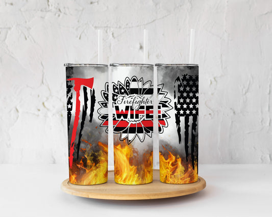 Firefighter Wife Tumbler, Firefighter Wife Gift, Thin Red Line Wife, Gifts for Her, Firefighter Gift, Fire Wife, Fire Mom, Red Stripe