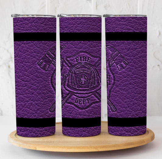 Purple Fire Dept. Bunker Gear with stripes Tumbler, Firefighter Gift, Firefighter Graduation Gift, Female Firefighter