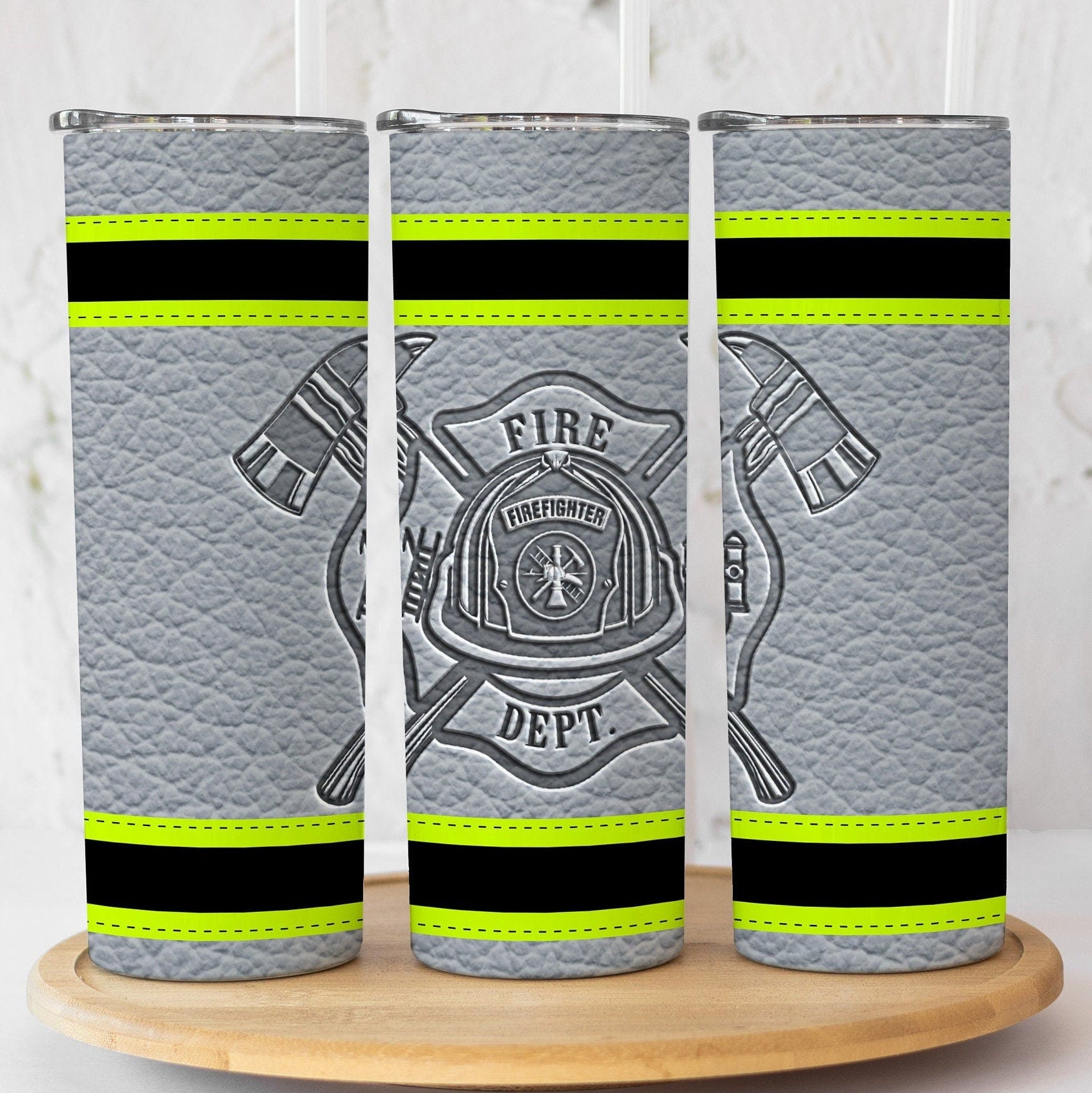 Gray Fire Dept. Bunker Gear Tumbler, Personalized Firefighter Tumbler, Firefighter Gift, Firefighter Graduation Gift