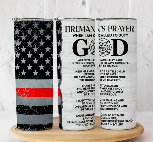 Fireman's Prayer Tumbler, Firefighter Gift, Firefighter Graduation Gift, Firefighter Cup