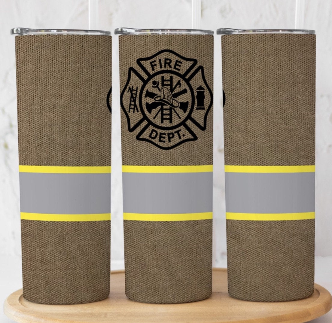 Fire Dept. Bunker Gear Tumbler, Personalized Firefighter Tumbler, Firefighter Gift, Firefighter Graduation Gift