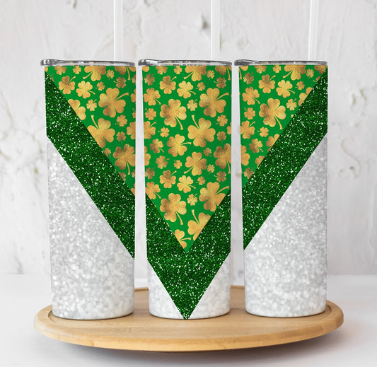 Four Leaf Clover Tumbler, St. Patrick's Day Cup, Gift for her, Green Tumbler, St. Patrick's Day, St. Patty's Tumbler