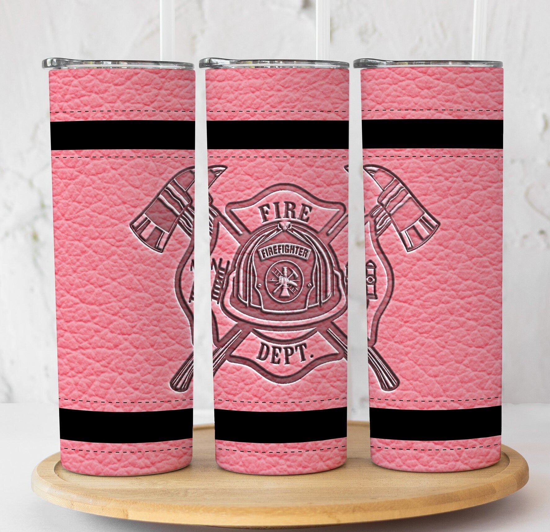 Pink Fire Dept. Bunker Gear Tumbler, Personalized Firefighter Tumbler, Firefighter Gift, Firefighter Graduation Gift