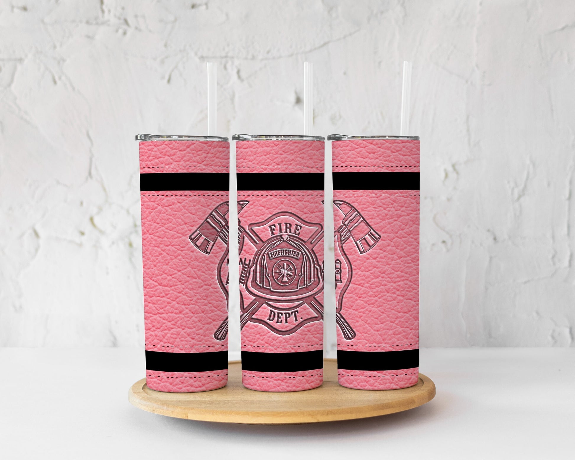 Pink Fire Dept. Bunker Gear Tumbler, Personalized Firefighter Tumbler, Firefighter Gift, Firefighter Graduation Gift