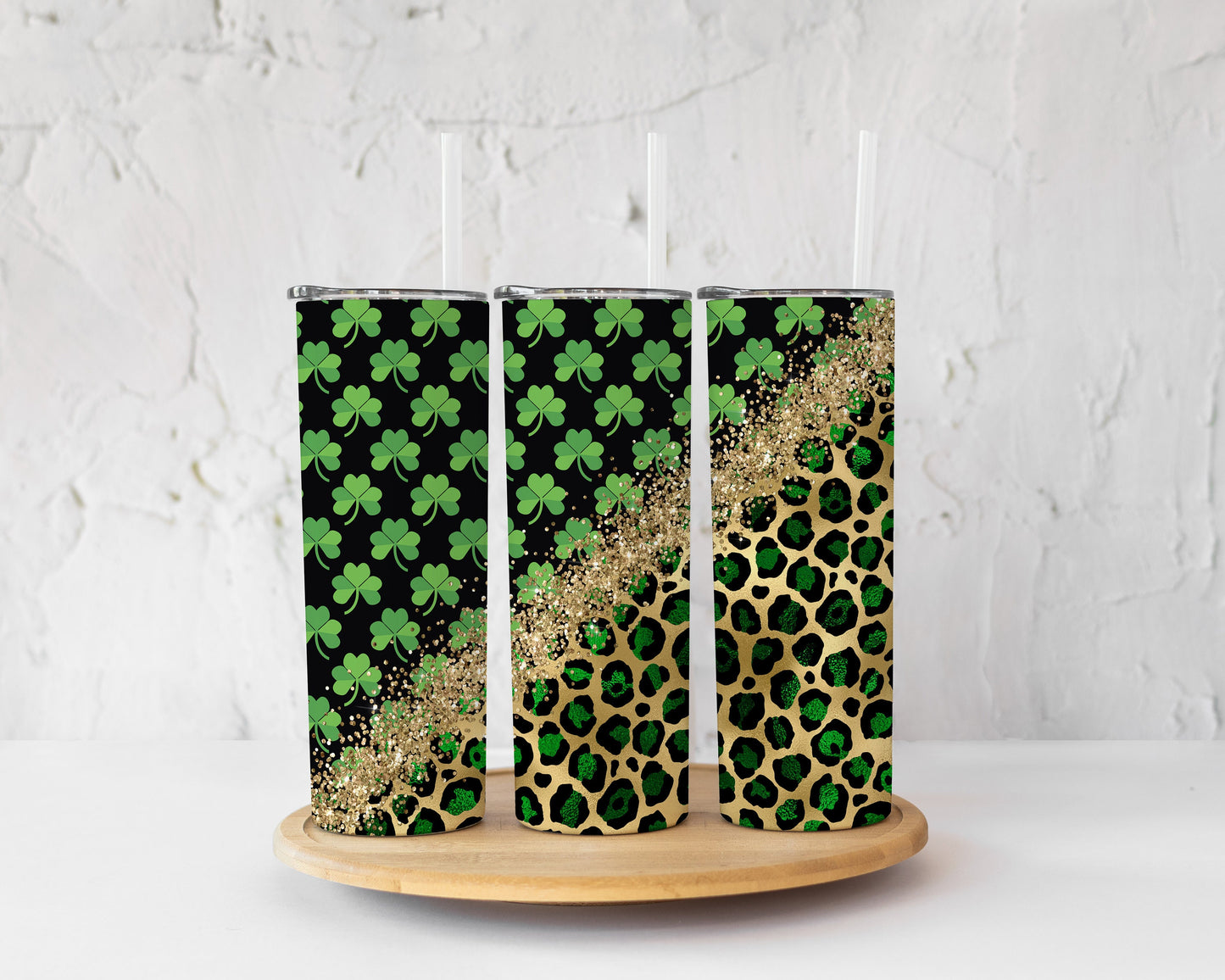 Leopard Clover Tumbler, St. Patrick's Day Cup, Gift for her, Four Leaf Clover,Green Tumbler, St. Patrick's Day