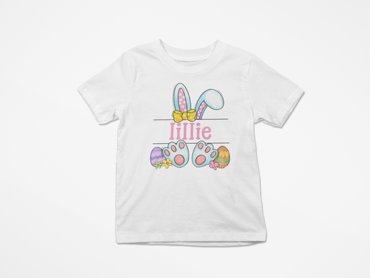 Personalized Pink Bunny Ears Easter Tshirt