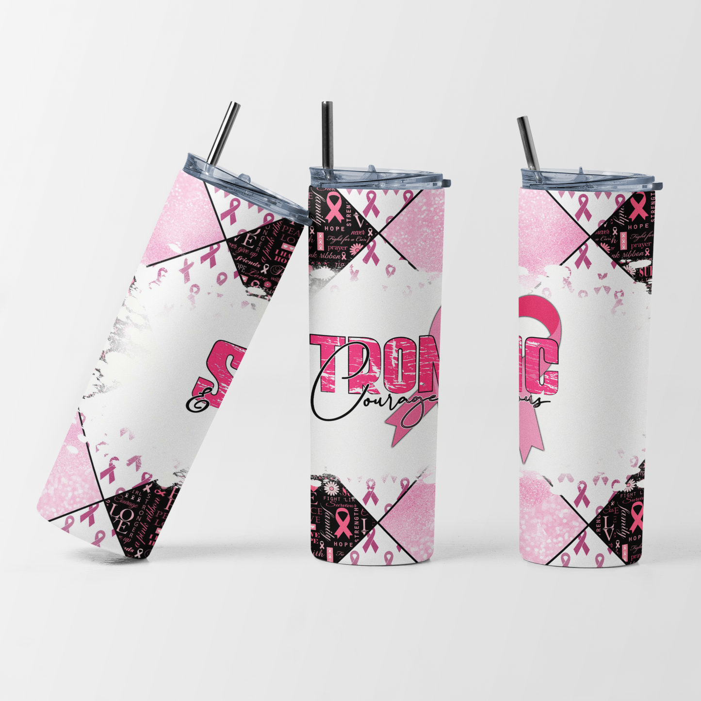Strong & Courageous Breast Cancer Tumbler