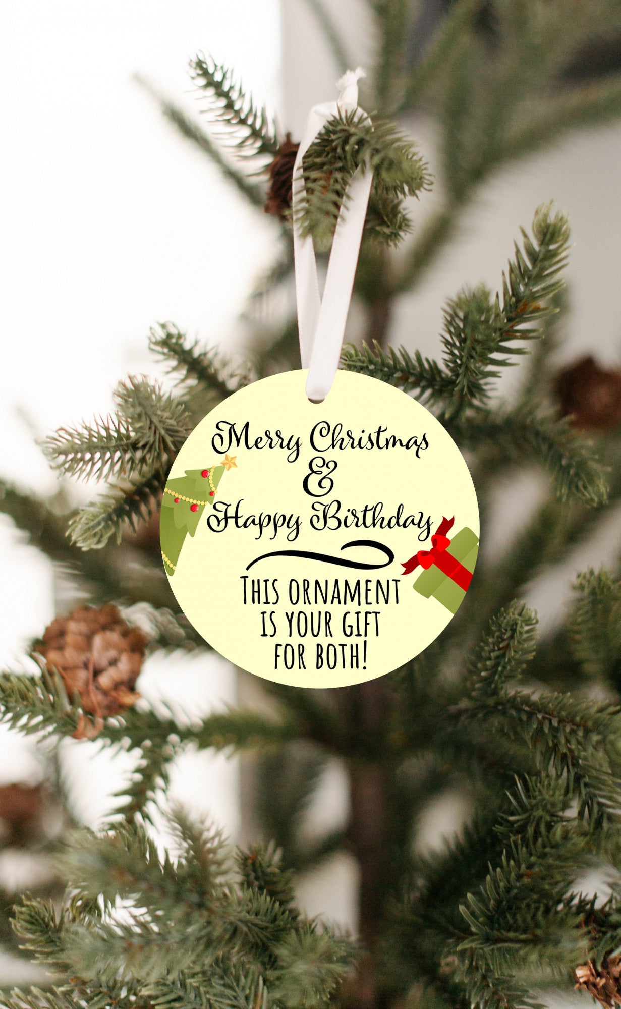 Merry Christmas & Happy Birthday Ornament
