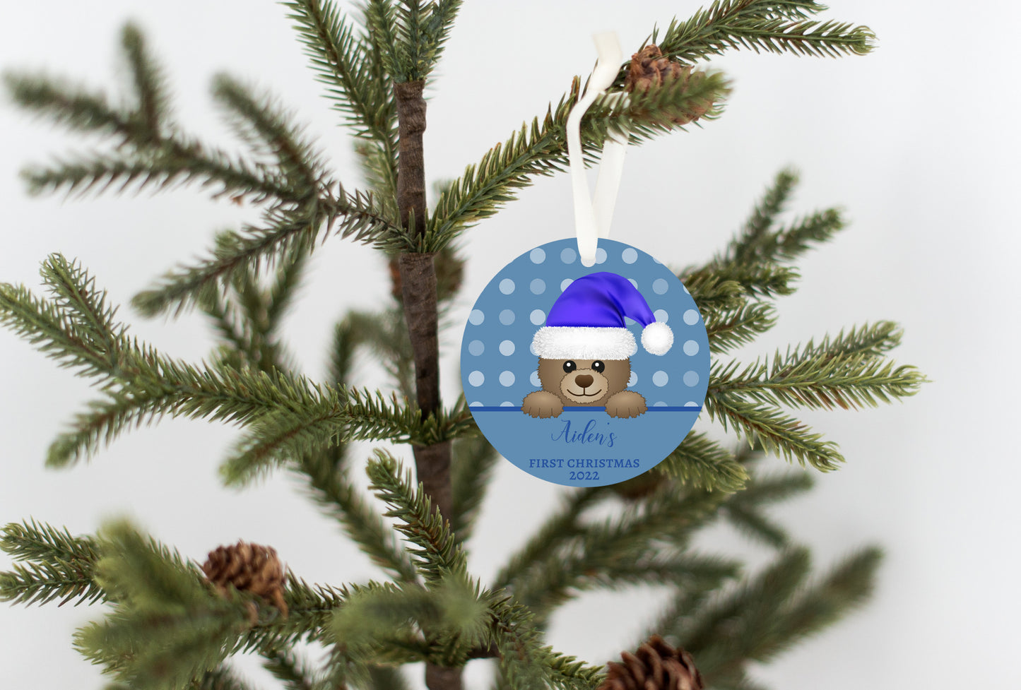 Baby's First Christmas Blue Bear Ornament