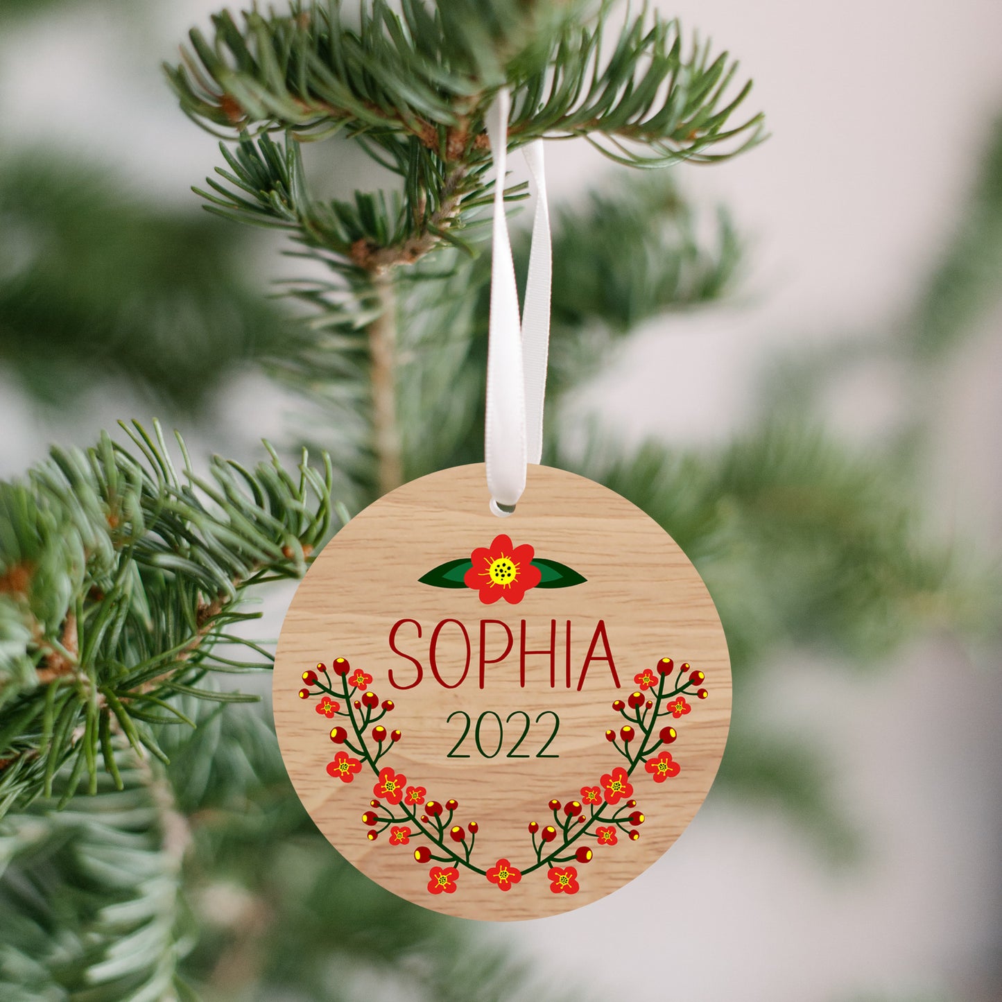 Personalized Floral Ornament