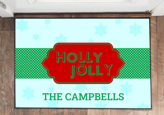 Personalized Holly Jolly Doormat