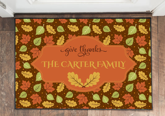 Give Thanks Personalized Doormat