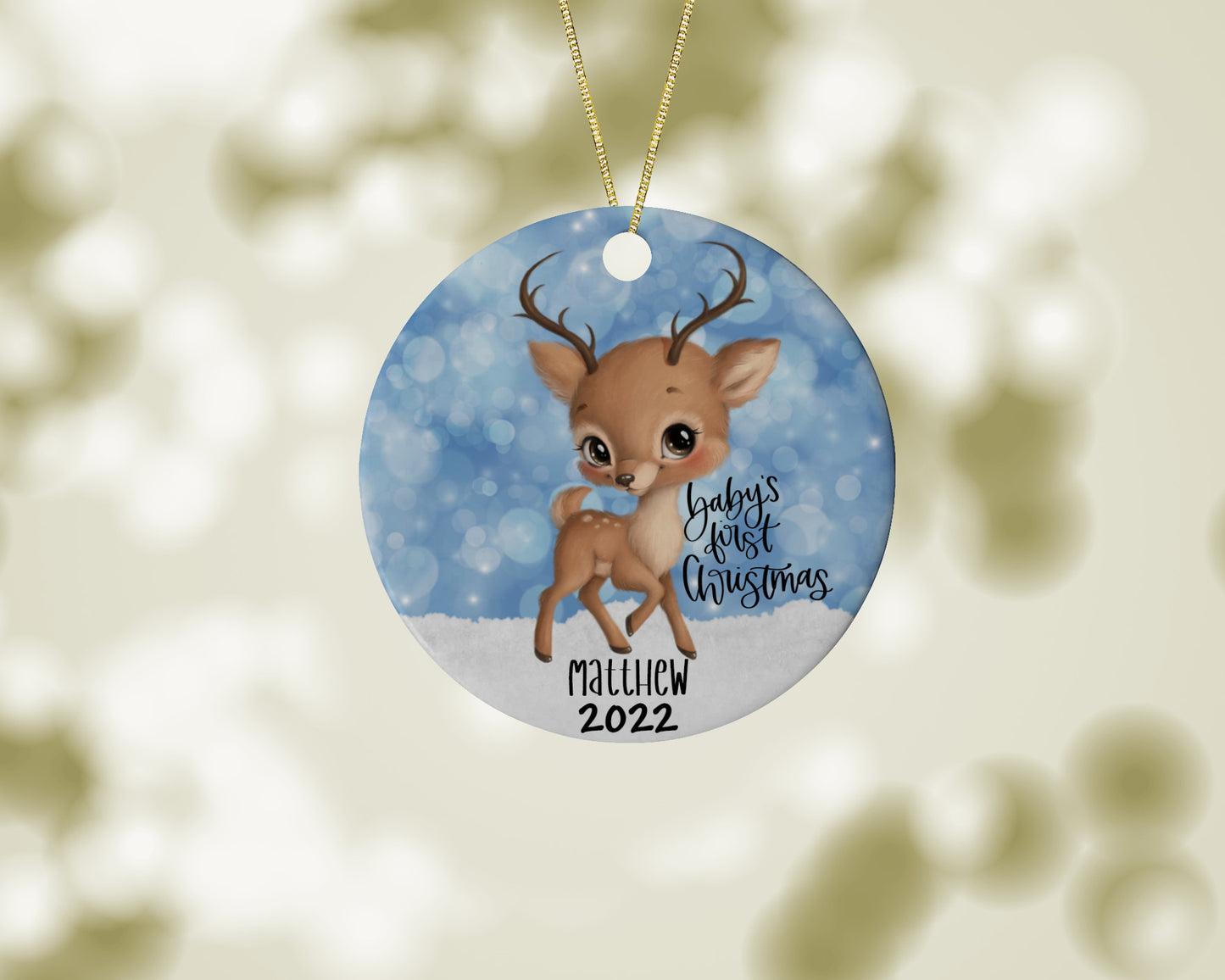 Baby's First Christmas Ceramic Reindeer Ornament