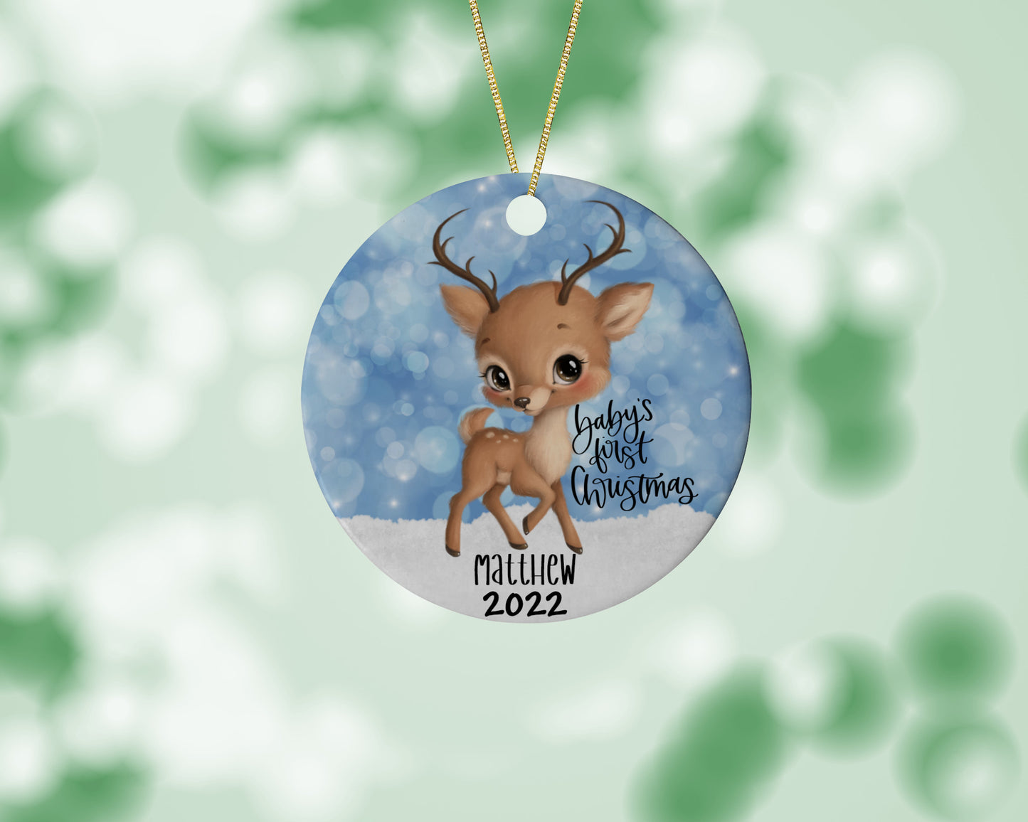 Baby's First Christmas Ceramic Reindeer Ornament