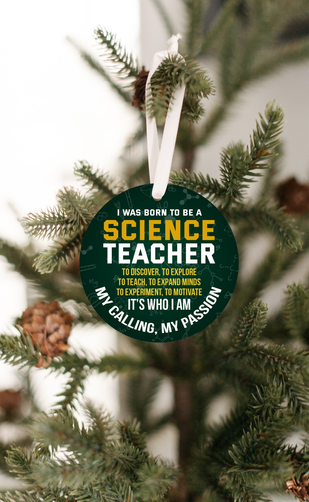 I Was Born To Be A Science Teacher Christmas Ornament