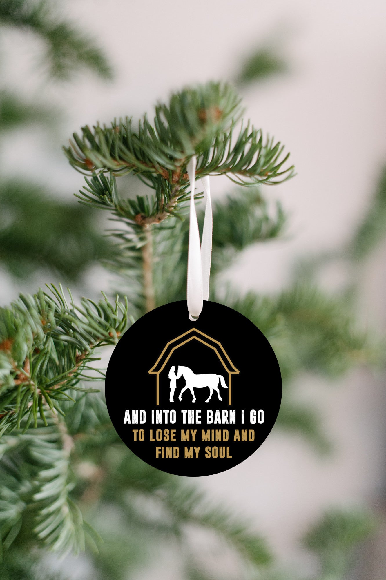 To The Barn I Go Christmas Ornament