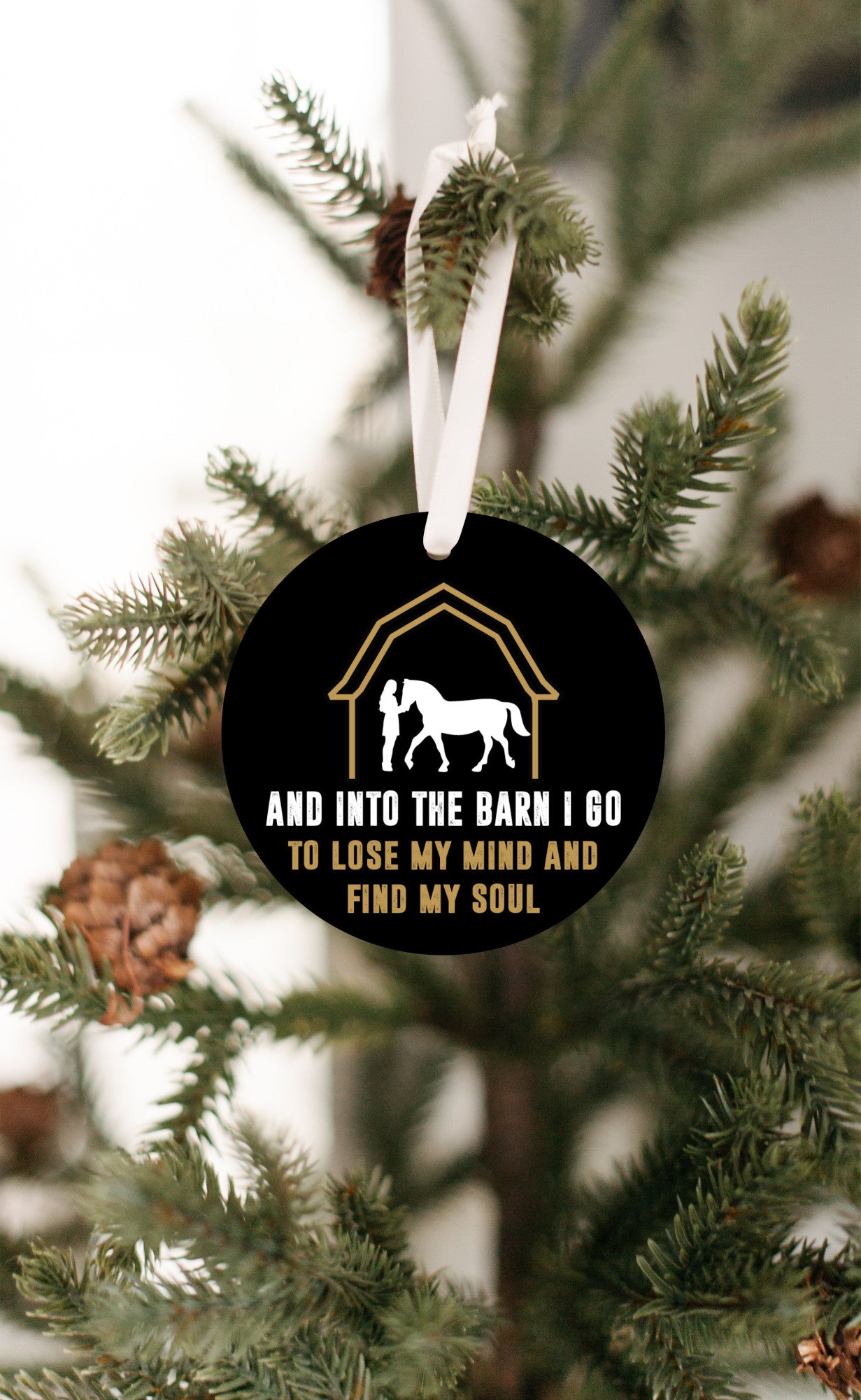 To The Barn I Go Christmas Ornament