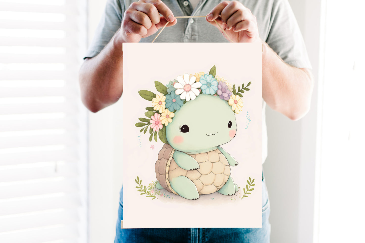 Baby Turtle Hanging Canvas, Nursery Wall Art