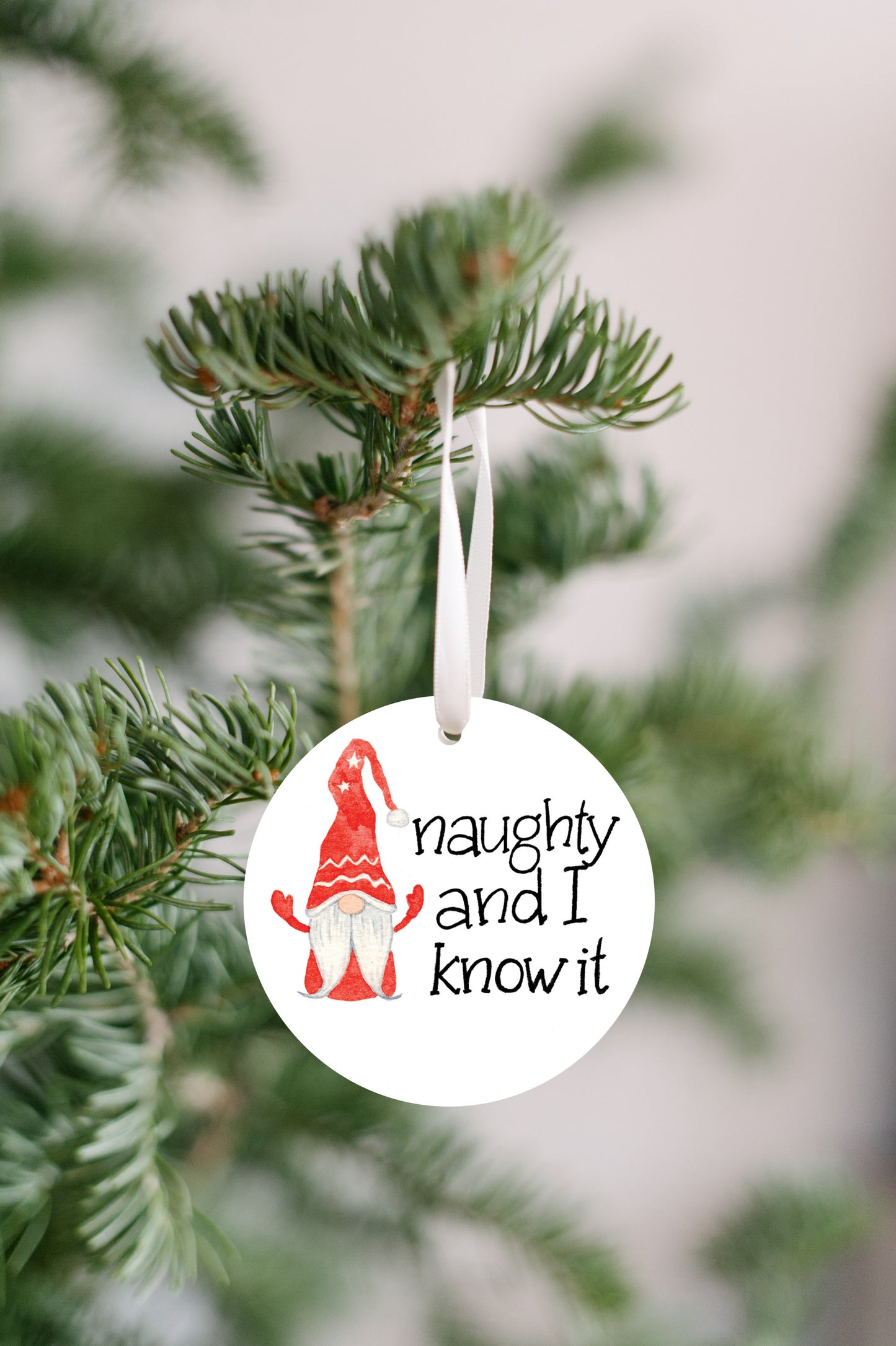 naughty and I know it Gnome Ornament
