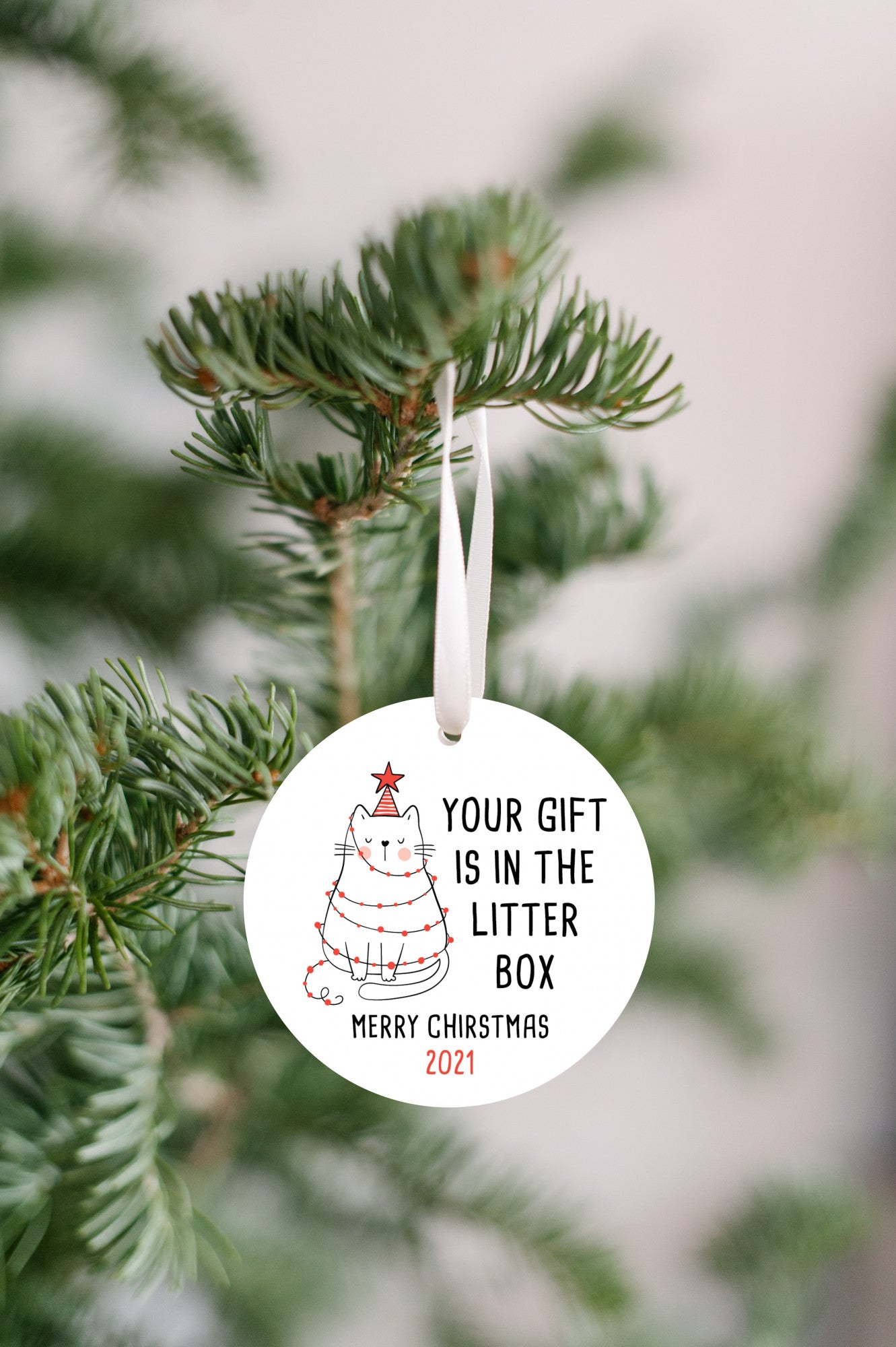 Cat- YOUR GIFT IS IN THE LITTER BOX Ornament