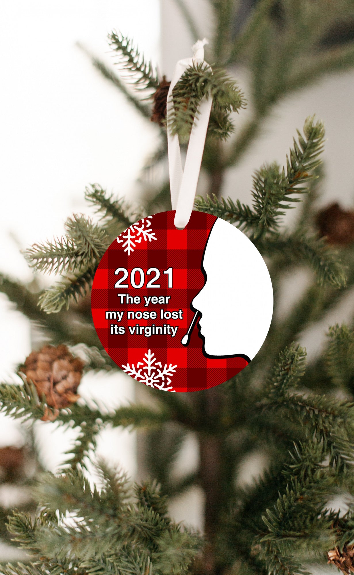 The Year my Nose Lost its Virginity Ornament, Covid Ornament, Nose Swab, Funny Ornament, Secret Santa Gift, White Elephant Gift